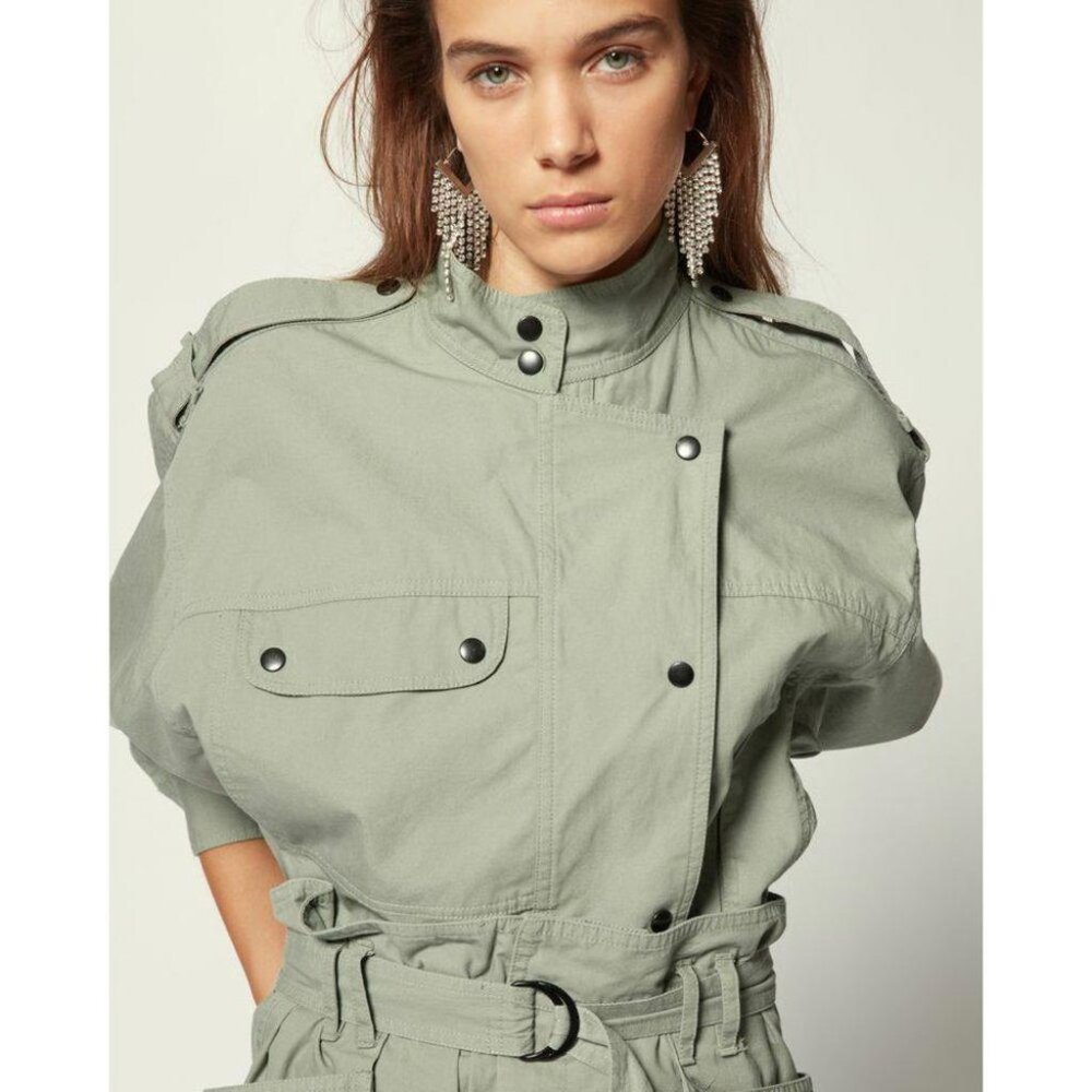 $595 Etoile Isabel Marant Zonca Jacket Cotton Overall Utility Green M